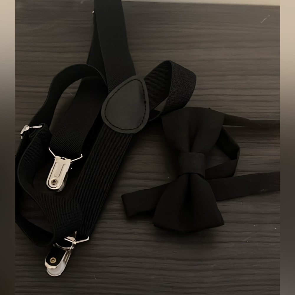 Child’s Black Suspenders and Bow Tie Set